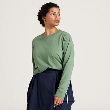 Camiseta Allbirds Allgood Cotton Long Sleeve Mujer Verde | PE4314GL