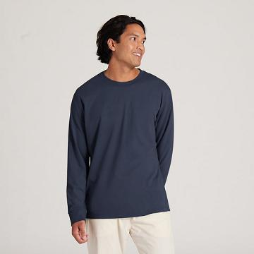 Camiseta Allbirds Allgood Cotton Long Sleeve Hombre Azul Marino | PE4765UT