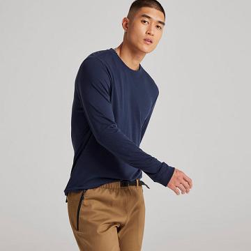 Camiseta Allbirds Long Sleeve Sea Hombre Azul Marino | PE4773NB
