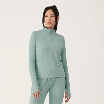 Sudadera con Capucha Allbirds Performance Quarter Zip Mujer Verde | PE4282XF